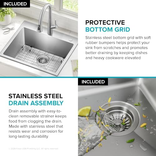 KRAUS Fairlane 25 in Drop In Single Bowl Stainless Steel Kitchen Sink - Image 5