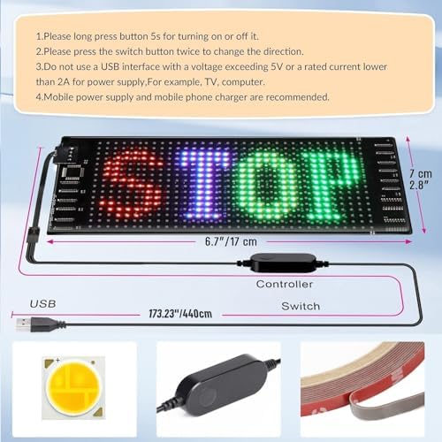 RAYHOME LED Sign for Car, 7''x3''Flexible LED Matrix Panel USB 5V Bluetooth Application Control DIY Programmable Scrolling Sign for Car Party Wedding Festival - Image 6