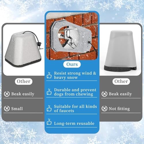 2 Pack 2026 Upgrade Extra Large Outdoor Faucet Cover for Winter Freeze Protection 8.5x7x5.5in Thick Plastic Foam Hose Bib Spigot Cover Winter Insulated with Reflective Strips (Gray) - Image 6