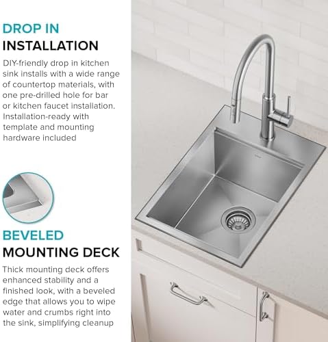 KRAUS Kore 15-inch Outdoor Drop In/Top Mount 16-Gauge Marine Grade T-316 Stainless Steel Single Bowl Workstation Kitchen Sink with Outdoor Sink Cover, KCA-1801 - Image 5