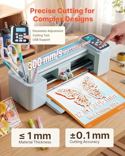 VEVOR Vinyl Cutting Machine, 12 in, Button and Screen Controlled Vinyl Cutter with Materials and Tool Kit, 20000+ Built-in Design Resources, Compatible with Mac, Windows, Android and iOS, for Crafts - Image 5