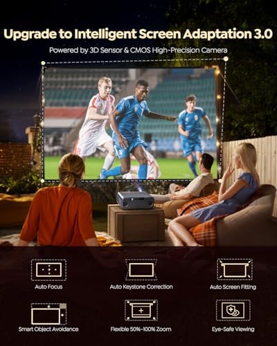 [Built-in Apps/4K Support] Smart Outdoor Projector with WiFi and Bluetooth, Movie Projector, DoIby Audio with Dual Speaker, Auto Focus w/ YouTube&PrimeVideo Proyector, Upgrad P62 Pro - Image 5