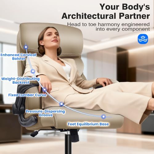 AreShark Office Chair - Executive High Back Breathable Comfy Desk Chair with Lumbar Support - Ergonomic Leather Rolling Swivel Computer Chair with Rock Function for Working Studying Gaming Relaxing - Image 3