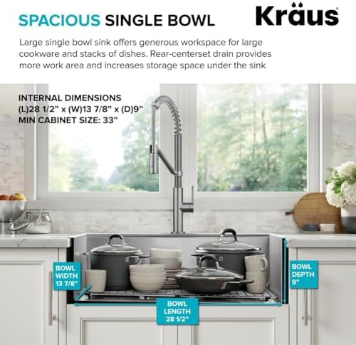 KRAUS Kore 32-Inch Drop In/Undermount Workstation 18 Gauge Single Bowl Stainless Steel Kitchen Sink with Accessories, KWT300-32 - Image 5