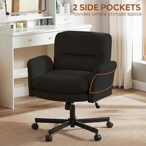 Bestier Criss Cross Office Chair with Flip-Up Arms, Comfy Wide Vanity Chair - Image 6