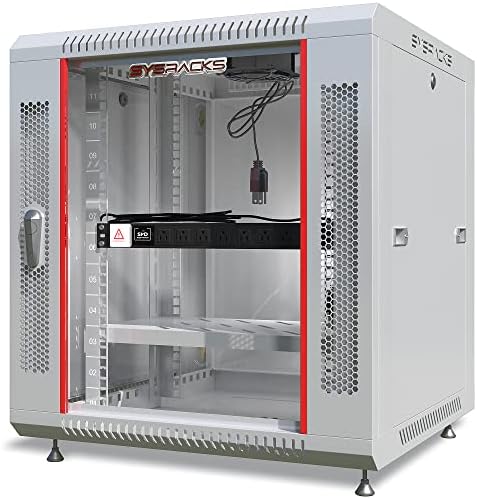 Sysracks 12U Gray Wall Rack Mount Server 18" Deep Network Cabinet, Server Rack with Fan, Removable Side Panels, Locking Glass Door 19" Computer Cabinet Enclosure Network Rack Case 12.450 by SYSRACKS