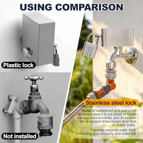 Outdoor Faucet Lock, Heavy Duty Metal,for 1" to 2.95" Dia Valve Handles,Water Spigot Lock - Image 5