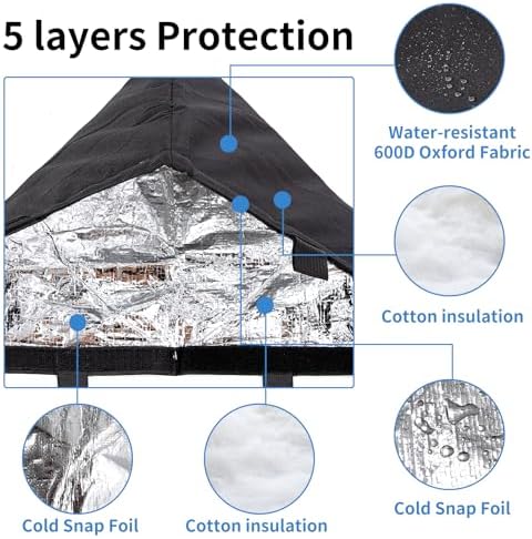 Insulated Backflow Preventer Pouch - Outdoor Pipe Insulation for Winter, Well Pump & Sprinkler Valve Protection (Black 12" W*13" H) - Image 3