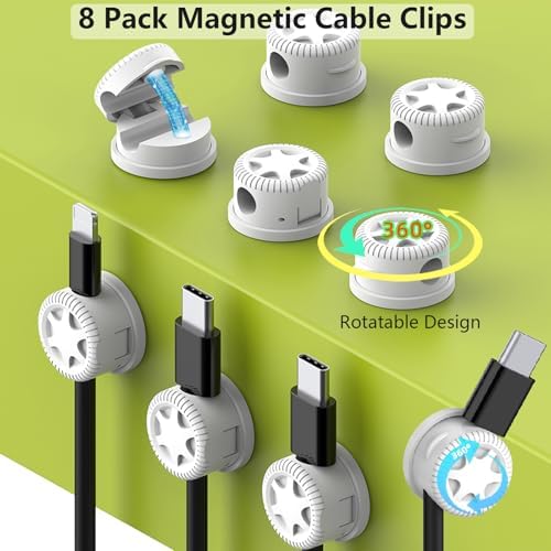 ELII 328Pcs White Cable Management Kit, 8 Magnetic Cable Clips - Image 2