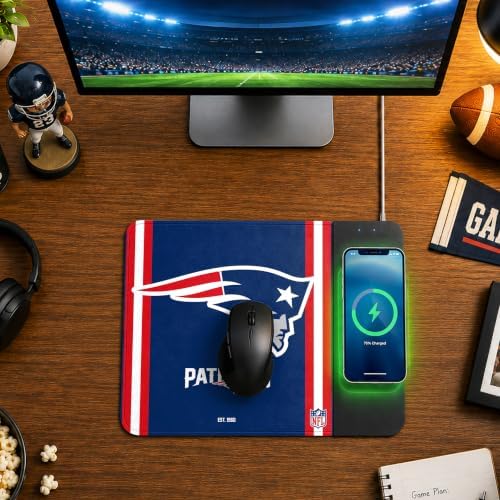 SOAR NFL Official Established Primary Logo Wordmark Home Office Wireless Charging Mouse Pad Mat 11.8" x 8.6" (New England Patriots) - Image 3