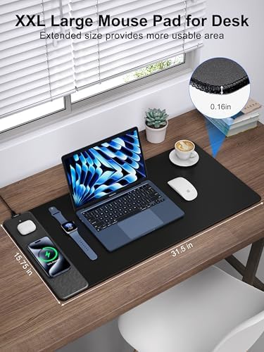 TopMade Wireless Charging Mouse Pad, 31.5"x15.75" XXL Large Desk Mat - Image 3