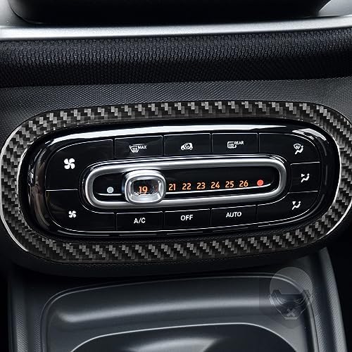 Car Center Console Air Conditioner Climate AC Outlet Vent Control Panel Sticker Real Black Carbon Fiber Trim Compatible with Benz Smart 2016 2017 2018 2019 2020 2021 Auto Interior Accessories - Image 2