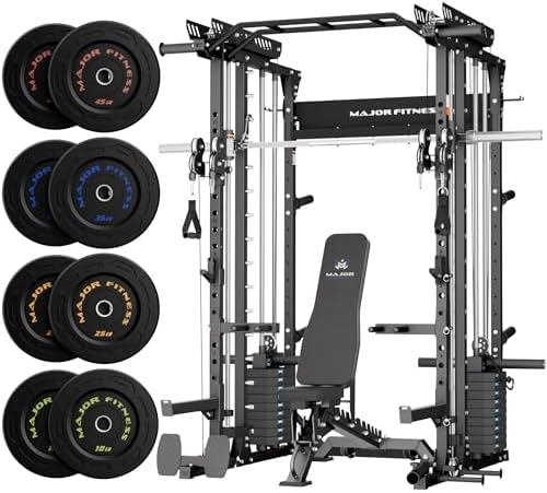 Major Fitness Drone MAX V Smith Machine with Weight Stacks, All-in-One Home Gym Squat Rack--2500LB Capacity, Dual LAT Pull-Down Systems & Cable Crossover Machine, Heavy-Duty Full-Body Workout Machine by MAJORFITNESS