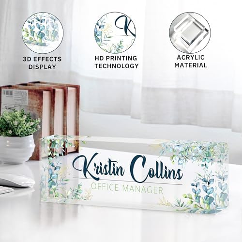 Custom Name Plate for Desk, Personalized Desk Name Plate on Clear Acrylic Glass, Appreciation Gifts for Teacher Employee Boss Coworkers Nurse, Office Desk Accessories for Women Men (Chartreuse) - Image 5