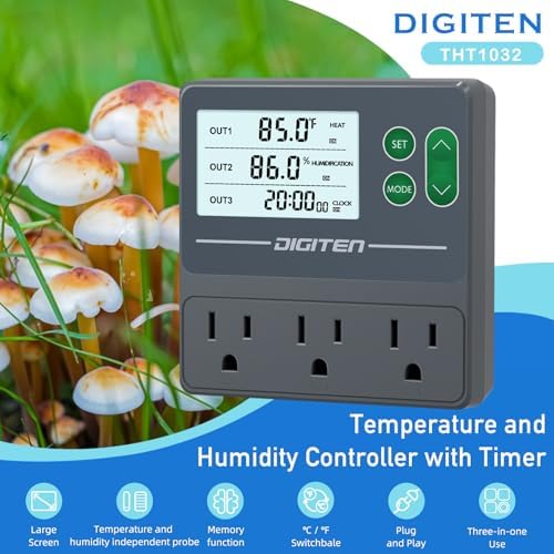 DIGITEN Temperature and Humidity Controller with Timer,3 Outlet Dual Probes - Image 2