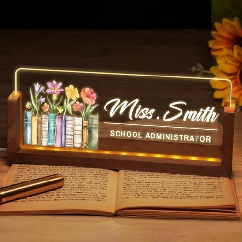 Desk Teacher Name Plate Personalized, Custom Acrylic Name Plate for Desk, Back to School Teacher Appreciation Gifts for Coworkers - Light-Up Name Plaque, Office Decor for Women Men by Ueedklaayy