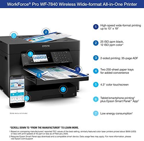 Epson Workforce Pro WF-7840 Wireless All-in-One Wide-Format Inkjet Printer - Image 4