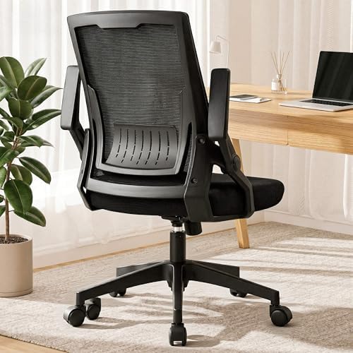GTPLAYER Ergonomic Office Chair with Flip-up Armrests Executive Computer Chair for Home Office, Breathable Mesh & Comfy Lumbar Support, Black by GTPLAYER