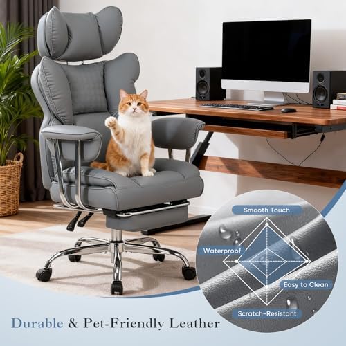 DUMOS Big and Tall Home Office Desk Chair, Executive Chair with Footrest - Image 6