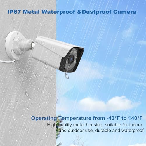 H.265+ Wired Security Camera DVR Kit System with AI Human Vehicle Detection, 4X 1920P 5MP IP67 Metallic Indoor/Outdoor Cameras IR Night Vision, 4K NVR 500GB HDD Included for 24/7 Recording - Image 4