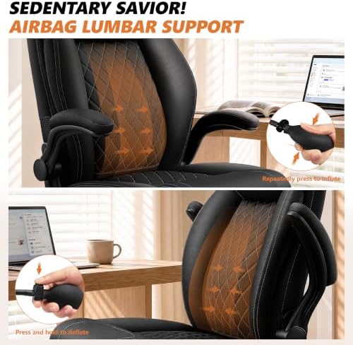 Office Chair, Executive Leather Desk Chair with Lumbar Support - Image 3