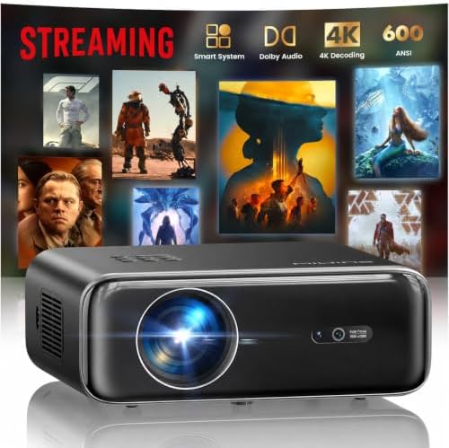 [Built-in Apps/4K Support] Smart Outdoor Projector with WiFi and Bluetooth, Movie Projector, DoIby Audio with Dual Speaker, Auto Focus w/ YouTube&PrimeVideo Proyector, Upgrad P62 Pro by WiMiUS