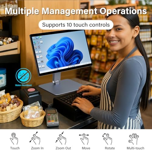 15.6" All-in-One Desktop Computers, FHD 360°Adjustable Touchscreen Win 11 Pro Industrial Tablet PC N5095 8GB RAM 128GB ROM, HDMI 2.0 WiFi 5 Bluetooth 5.0 for Office/Automation/Kiosk/Bar/Warehouse - Image 6