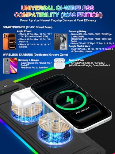 RGB Mouse Pad with Foldable Phone Stand Wireless Charger, 31.5"x11.8" XL Gaming Mousepad Large Desk Mat, Desk Pad with 11 Colors 5 Modes, Waterproof - Image 3