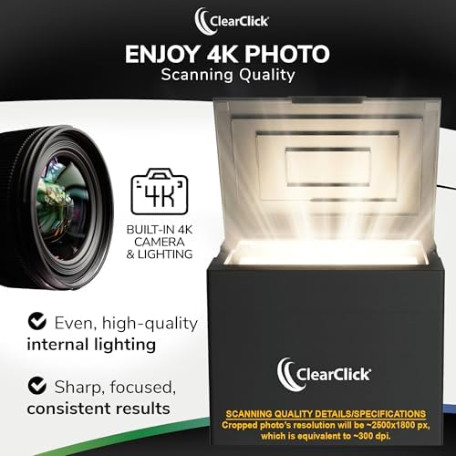 ClearClick InstaScan Photo Scanner for PC & Mac - Scans Each Photo Virtually Instantly - Compatible with 4x6, 5x7, & Smaller Photos - No Drivers Required - USB-C Connection [300 DPI Scanning Quality] - Image 4