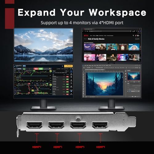 GT 730 4GB GDDR3 GPU 4X HDMI Graphics Card, 4 Independent Display Multi-Monitor Setup, 64-bit DDR3 Video Card for Computer PC ITX Single Slot PCI Express - Image 3