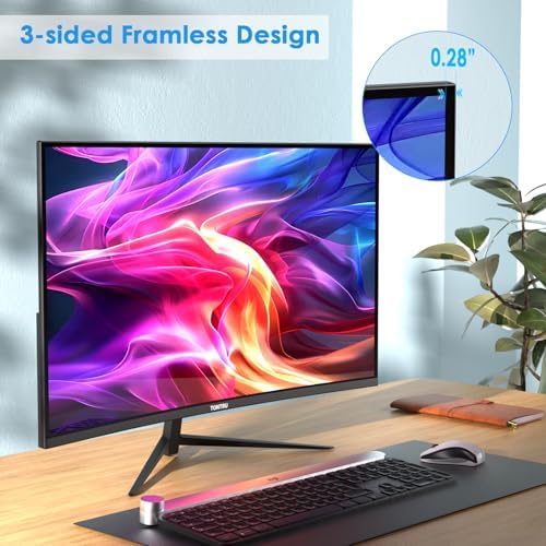 27-inch FHD(1920 x 1080) Monitor Curved, VA Panel, 75Hz, HDMI/VGA, Low Blue Light, Flicker-Free, 3-Side Frameless, VESA Mount, Slim Metal Stand, for Home Office Use, Black - Image 5
