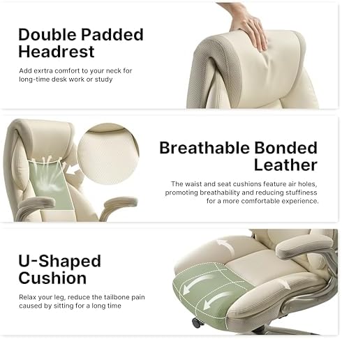 EUREKA ERGONOMIC Galene Executive Office Chair, Beige - Image 5