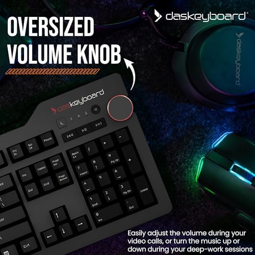 Das Keyboard 4 Professional Wired Mechanical Keyboard, Cherry MX Brown Mechanical Switches, 2-Port USB 3.0 Hub, Volume Knob, Aluminum Top (104 Keys, Black) - Image 5