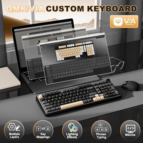 YUNZII B98 PRO 96% Wireless Mechanical Keyboard (Black, Milk Switch) - Image 4