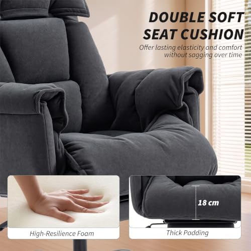 HOMCOM Executive Office Chair Comfy with Foot Rest Reclining Dark Gray - Image 5