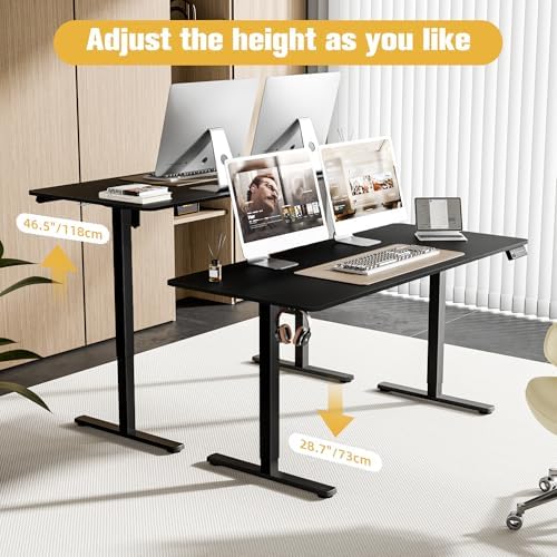 63"x28" Standing Desk, Height Adjustable Sit-Stand Home Office, Black - Image 4