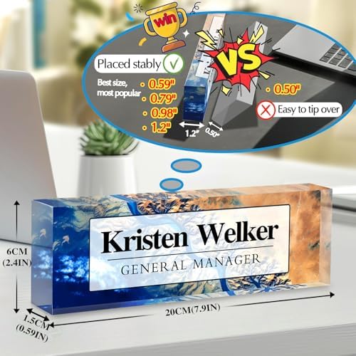 Custom Office Name Plate for Desk - Desk Name Plate Personalized Gifts for Coworkers, Boss, Employees, Teacher, Nurse - Office Desk Decor for Women Men - Employee Appreciation Gifts (Blue) - Image 2