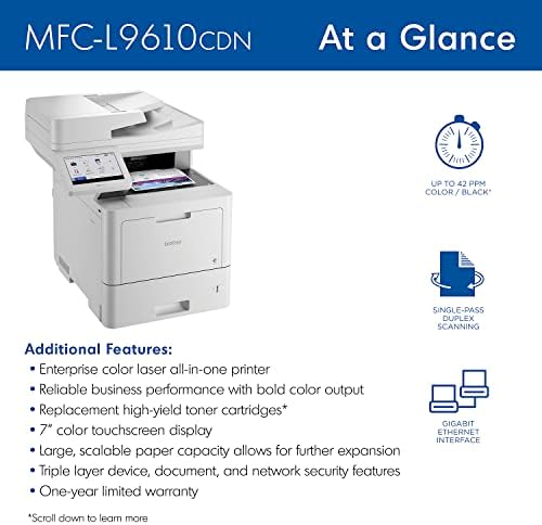 Brother MFC‐L9610CDN Enterprise Color Laser All‐in‐One Printer with Fast Printing, Large Paper Capacity, and Advanced Security Features - Image 4