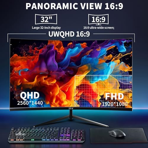 ZZA 32 Inch Curved Gaming Monitor 300Hz, QHD 1440p 2K Computer Monitor, 1ms (GTG) 1500R VA Panel, HDR10, AMD FreeSync Premium, Eye Care, Adjustable Stand, HDMI 2.1 & DP 1.4, for PC PS5 Xbox - Image 4
