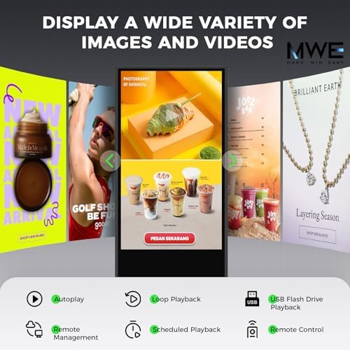 JIYANG 43 Inch 4K Digital Signage Display Kiosk, Indoor Floor Standing LCD Advertising Display with Android Media Player, HDMI/USB/WiFi Input Auto Split Screen（Black） - Image 2