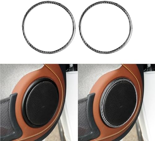Real Black Carbon Fiber Car Inner Door Loudspeaker Panel Audio Horn Speaker Frame Trim Sticker Compatible with Benz Smart Fortwo 2011 2012 2013 2014 2015 Auto Interior Accessories 2pcs by PJFUS