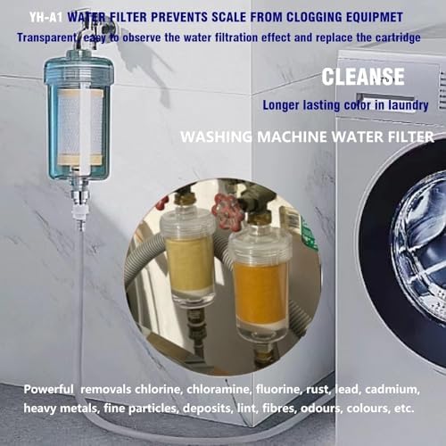2 Micron ACF Washing Machine Water Filter, Visible Washer Water Filter System, 99.5% Removal of Chlorine Fluoride, Heavy Metals, Scale, Clothes Yellowing, Reduces Dry Skin, Carbon Shower Filter - Image 6