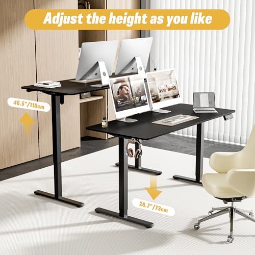 55"x24" Standing Desk, Height Adjustable Sit-Stand Home Office, Black - Image 4