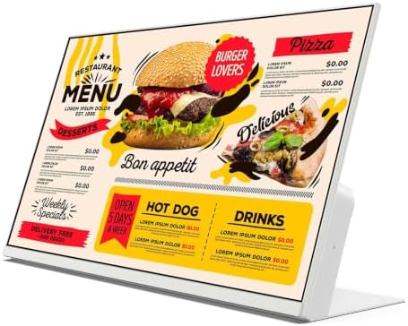 24 Inch Desktop Digital Signage Display, 1000-Nit FHD 1080P Android Countertop Digital Menu Board with Built-In CMS, WiFi, Dual USB and Scheduled Playback for Restaurants and Retail by QIXZOCV