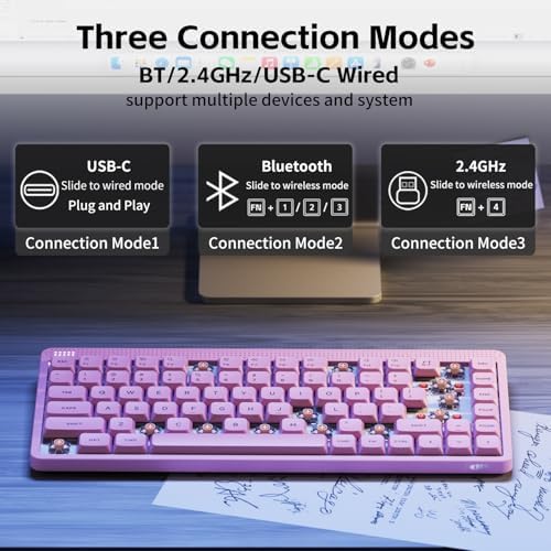 nuphy Node75 Hot-swap Wireless Mechanical Keyboard Pink-Blush Nano Switch - Image 2