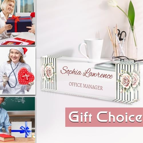 Custom Name Plate for Desk, Acrylic Desk Name Plate Personalized, Employee Appreciation Gifts, Office Desk Accessories for Women Men Teacher Nurse, Coworker Gifts for Manager Assistant (Ash Cream) - Image 6