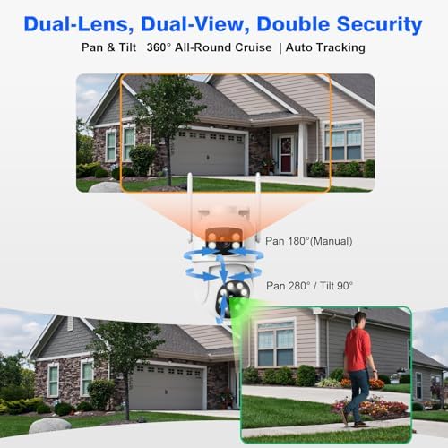 Expandable 10CH NVR Wireless Security System 10.1" Monitor, 4 Dual Lens PTZ 4MP Camera, Humanoid Motion Detection, Spotlight, Siren Alarm, 2-Way Audio, in/Outdoor, 1TB HDD, Color Night Vision - Image 3