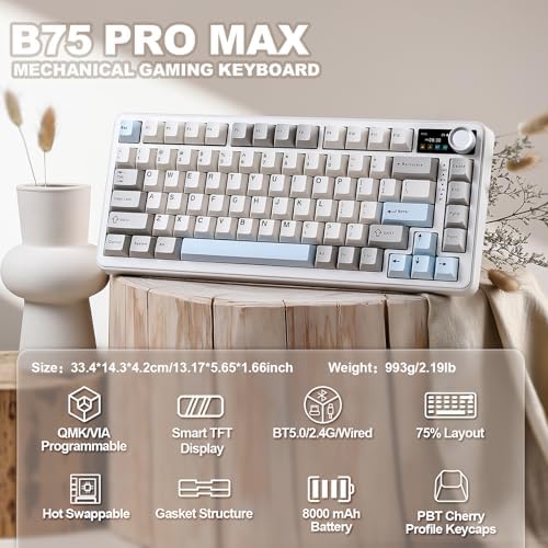YUNZII B75 PRO MAX 75% Mechanical Keyboard (Beige,Milk Switch) - Image 2