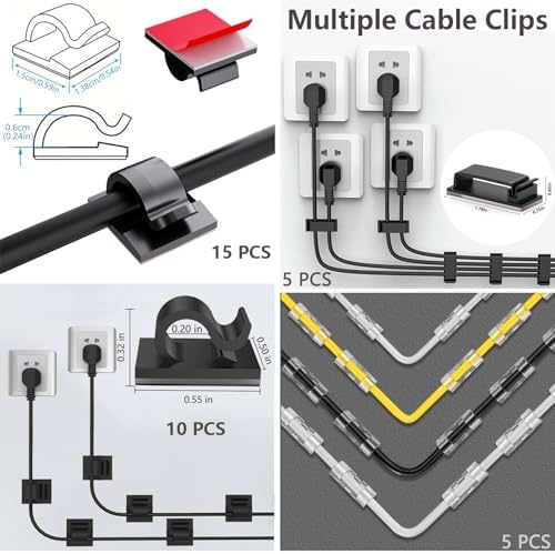 ELII 328Pcs Cable Management Kit, 8 Magnetic Cable Holder 69 Cable Clips - Image 5