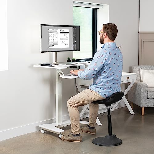 VIVO White Electric 36 in Dual Platform Standing Desk Cart, DESK-V111VTW - Image 6